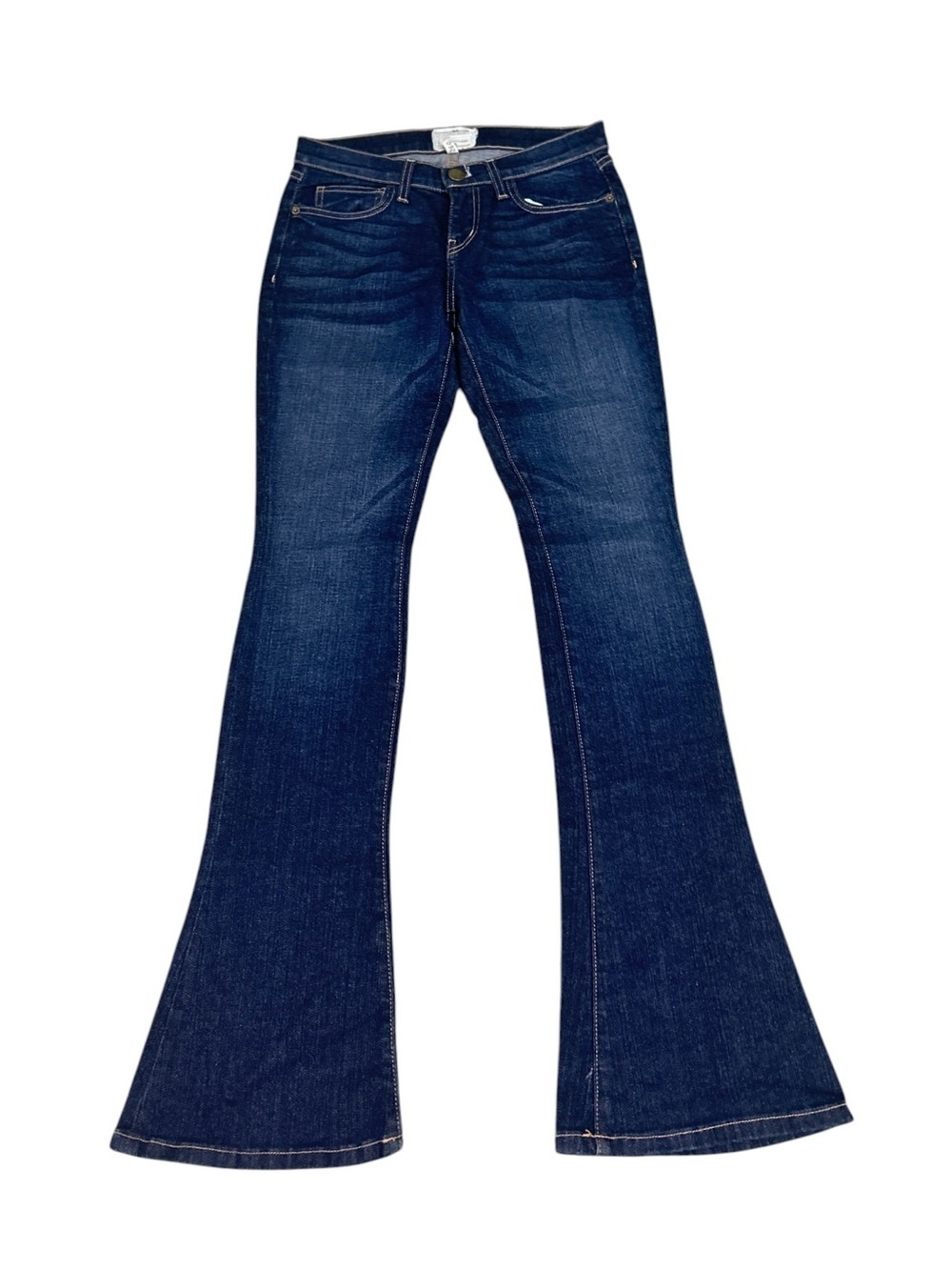 Current/Elliott Indigo dark wash mid rise stretch whiskered Flare Jeans size 26